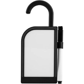SoftTouch Hanging Doorstop with Dry Erase White Board, Marker and Retractable Hook, Black