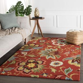 Jaipur Living Zamora Handmade Floral Red/Multicolor Area Rug, 3 ft 6 in x 5 ft 6