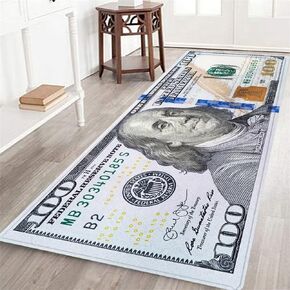 Hundred Dollar Bills Long Runner Rug for Hallway 100 Bill USA Throw Rug Money Area Rug Non-Slip Large Floor Carpet Mat for Bedroom Washable Kitchen Rugs Doormat Entrance Door Mats Living Room 2x6