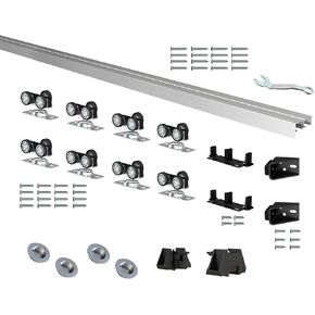 DIYHD 96" Ceiling Mount Bypass Sliding Door Hardware for 4 Doors,Silver Box Rail Pocket Door Wardrobe Closet Door Kit,No Door