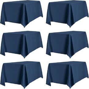 PureFit 6 Pack White Table Cloths 60 x 102 Inch, Stain and Wrinkle Resistant Table Linen for 6 Ft Rectangle Table, Polyester Table Covers for Dining Table, Wedding, Party, Banquet and Camping