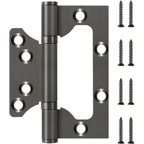 Non-Mortise Door Hinges 4 x 3 Inch Satin Nickel Stainless Steel Bearing Mute Smooth Interior Door Hinge with Hinge Mounting Screws, 2-Pack