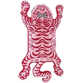 Tibetan Tiger Print Skin Red Pink Area Rug for Home Decor Wall Hanging for Living Room Bedroom Anti-Slip Rug by AFTAB Collection 2X3 Feet in Saudi Arabia