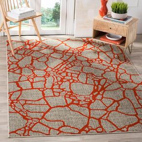 SAFAVIEH Porcello Collection Accent Rug - 3' x 5', Light Grey & Orange, Modern Abstract Design, Non-Shedding & Easy Care, Ideal for High Traffic Areas in Entryway, Living Room, Bedroom (PRL7737F)