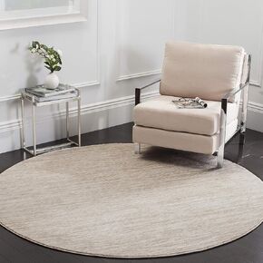 SAFAVIEH Vision Collection Area Rug - 8' Round, Creme, Modern Ombre Tonal Chic Design, Non-Shedding & Easy Care, Ideal for High Traffic Areas in Living Room, Bedroom (VSN606F)