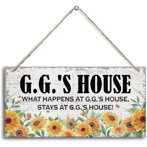 Vintage Ya Ya's House What Happens at Ya Ya's House, Stays at Ya Ya's House Wood Decor Sign, Hanging Printed Wooden Plaque Decor, Rustic Home Decor Sign, Ya Ya Decor, Gift for Grandma 12x6 in