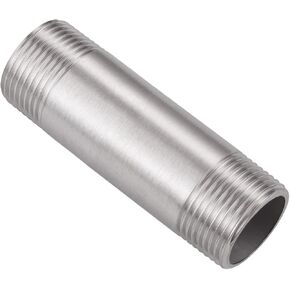 304 Stainless Steel Cast Pipe Fitting, 1" NPT x1" NPT Male Threaded Nipple Pipe,10" Length