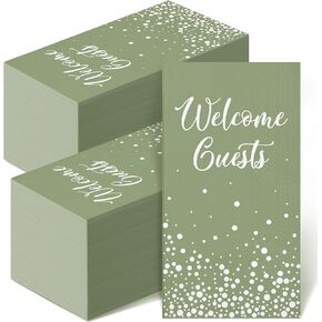 200 Pcs Welcome Guests Napkins Disposable Hand Towels for Bathroom Wedding Napkins Elegant Guests Towels for Powder Room Holiday Anniversary Birthday Party Baby Bridal Shower Decorative Towel (Silver)