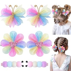 6pcs Sunflower Hair Clips for Girls, Subesty Honey Bee Toddler Bows Grosgrain Daisy Hair Bow Flower Hair Accessories for Baby Girls Women Halloween Cosplaying Wedding Birthday Party