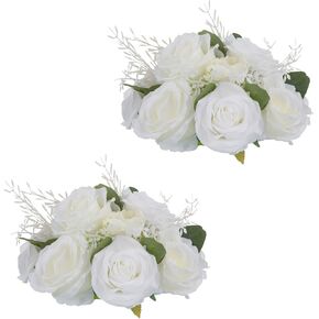 Wedding Flowers for Centerpieces Rose Ball - 2 Pcs Artificial Flower Balls, Dusty Blue Fake Flower Ball Kissing Ball, Floral Centerpiece, Wedding Flowers Bouquets for Party, Valentine's Day, Home
