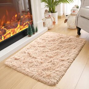 Rostyle Super Soft Fluffy Area Rugs for Bedroom Living Room, 4 ft x 6 ft Shaggy Shag Furry Home Decorative Christmas Floor Carpets for Girls Boys, Grey