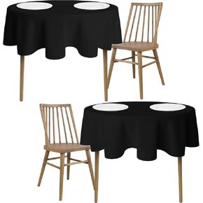 [2 Pack] White Round Tablecloths 90 Inch [Perfect Size for 30-60 Inch Tables] 200 GSM Premium Quality Textured Washable Polyester Fabric 90" Table Cloth White