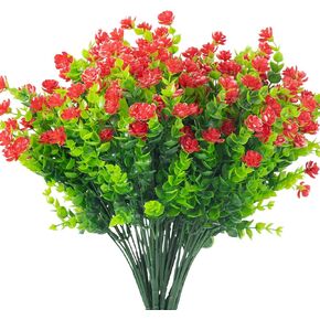 Moulyan 12 Bundles Outdoor Artificial Boxwood UV Resistant Fake Stems Plants, Faux Plastic Greenery for Indoor Outside Hanging Plants Garden Porch Window Box Home Wedding Farmhouse Décor