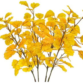 Gresorth 29" Artificial Ginkgo Leaves Ornament Fake Green Branch Display Realistic Faux Biloba Plant Bouquet Decoration Home Cabinet Table 4pcs