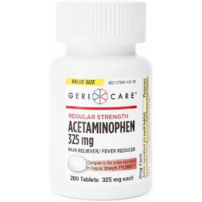 GeriCare Regular Strength Acetaminophen Pain Relief Fever Reducer Tablets, Strength 325mg Tablet | Joint, Muscle, Arthritis, Back Pain Relief 1000 count (Pack of 1)