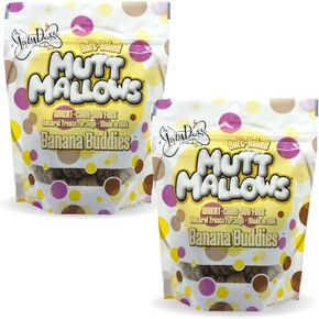 Lazy Dogs Mutt Mallows Soft Baked Dog Treats Banana Buddies 5 oz Bag - Safety Sealed 2 Pack