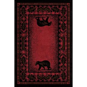 Rug Empire Rustic Lodge Cabin Bear Walk Area Rug, 5'3"x7'3"