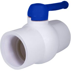 Midline Valve PVC Ball Valve Blue T-Handle for Potable Water 1/2 in. FIP White Plastic (487U12)