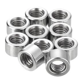 uxcell 20Pcs Round Weld Nuts, M8x12x10mm Long Weld on Bung Female Nut Threaded - 304 Stainless Steel Round Connector Nuts Sleeve Rod Bar Stud, Silver