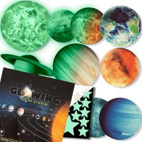 Glow in The Dark Stars and Planets, Bright Solar System Wall Stickers with Astronaut - Ceiling Decals for Kids Bedroom Any Room,Shining Space Decoration, Birthday Christmas Gift for Boys and Girls