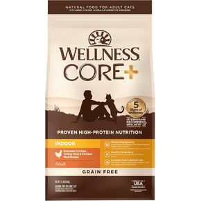 Wellness CORE Grain-Free Chicken, Turkey & Chicken Meal Indoor Formula Dry Cat Food, 11 Pound Bag