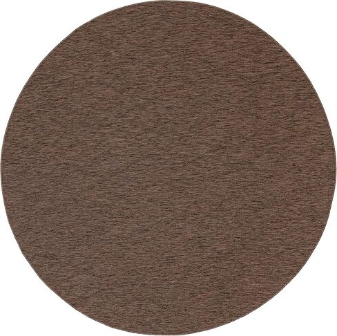 Nourison Practical Solutions Outdoor Mocha 8' x Round Area - سجادة، سهلة التنظيف، لا تساقط، غرفة النوم، غرفة المعيشة، غرفة الطعام، السطح، الفناء الخلفي، الفناء (8 دائرية) in Kuwait