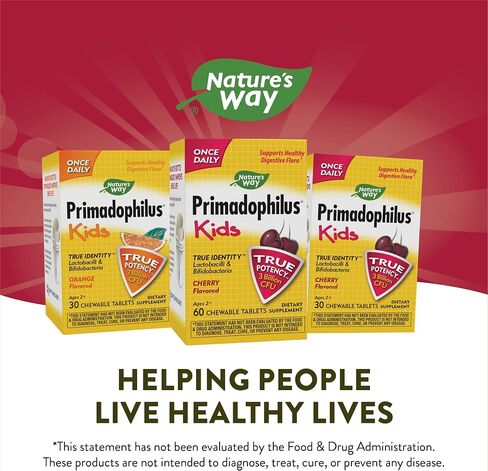 Nature's Way Primadophilus Probiotic Kids - Once Daily Probiotic - 3 Billion CFU - Children's Probiotic for Digestive Flora Support* - Cherry Flavored - 60 Chewables in Saudi Arabia