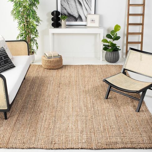 SAFAVIEH Natural Fiber Collection Area Rug - 9' Square, Natural, Handmade Farmhouse Jute, Ideal for High Traffic Areas in Living Room, Bedroom (NF747A) in Saudi Arabia