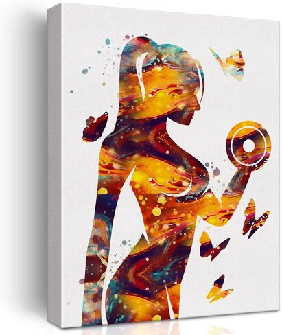 رفع الأثقال فتاة جدار الفن ديكور رفع الأثقال الرياضة ملصق مؤطرة اللوحة طباعة رفع الأثقال فتاة الألوان المائية الفني للمنزل مكتب الصالة الرياضية ديكور 12 × 15 بوصة in Kuwait