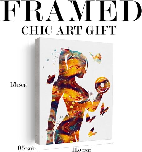 رفع الأثقال فتاة جدار الفن ديكور رفع الأثقال الرياضة ملصق مؤطرة اللوحة طباعة رفع الأثقال فتاة الألوان المائية الفني للمنزل مكتب الصالة الرياضية ديكور 12 × 15 بوصة in Kuwait