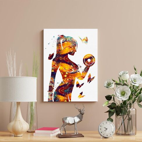 رفع الأثقال فتاة جدار الفن ديكور رفع الأثقال الرياضة ملصق مؤطرة اللوحة طباعة رفع الأثقال فتاة الألوان المائية الفني للمنزل مكتب الصالة الرياضية ديكور 12 × 15 بوصة in Kuwait