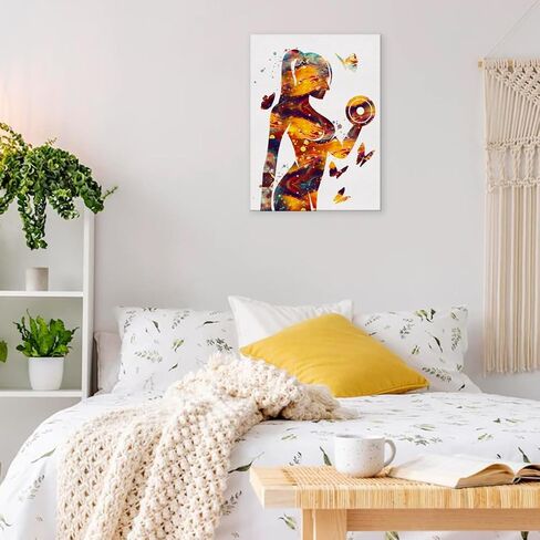 رفع الأثقال فتاة جدار الفن ديكور رفع الأثقال الرياضة ملصق مؤطرة اللوحة طباعة رفع الأثقال فتاة الألوان المائية الفني للمنزل مكتب الصالة الرياضية ديكور 12 × 15 بوصة in Kuwait