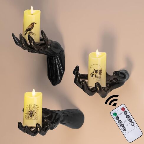Halloween Decorations Indoor/Outdoor,3pcs Creepy Hands Wall Mountable with 3pcs Halloween led Lights and Remote Controlled,Halloween Wall Decor,Gothic Wall Decorations Indoor in Saudi Arabia