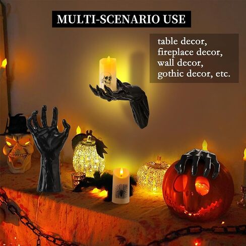 Halloween Decorations Indoor/Outdoor,3pcs Creepy Hands Wall Mountable with 3pcs Halloween led Lights and Remote Controlled,Halloween Wall Decor,Gothic Wall Decorations Indoor in Saudi Arabia