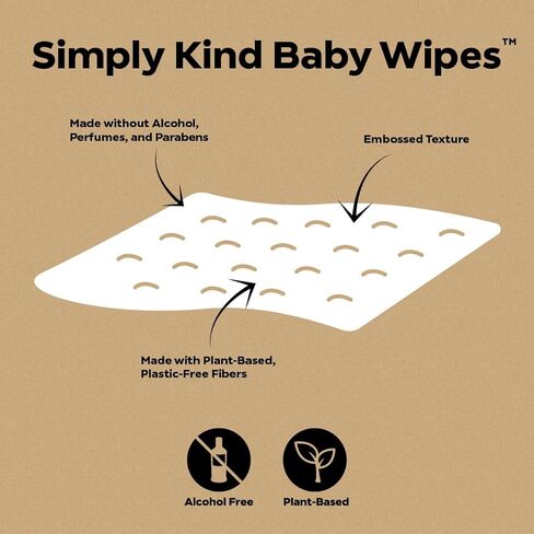 DYPER Baby Wipes | 99% Water Wipes | 100% Plant-Based | Hypoallergenic for Sensitive Skin | Honest Ingredients | Fragrance Free | Plastic-Free | Unscented | Single Pack, 60 Wipes in Kuwait