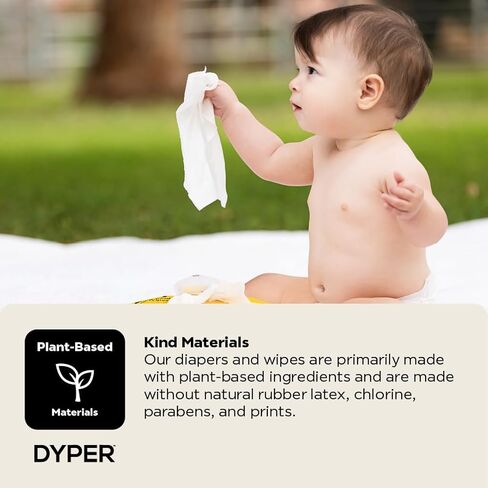 DYPER Baby Wipes | 99% Water Wipes | 100% Plant-Based | Hypoallergenic for Sensitive Skin | Honest Ingredients | Fragrance Free | Plastic-Free | Unscented | Single Pack, 60 Wipes in Kuwait