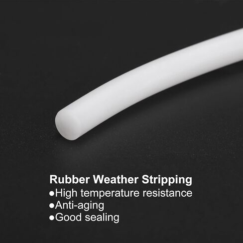 uxcell 2m Silicone Foam Strip Solid Rod Window Sealing Strip 12mm Rubber Weather Stripping for Car Door Window, White in Kuwait