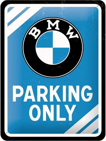 Nostalgic-Art Retro tin sign, 5.9" x 7.9", official license product (OLP), BMW – Parking Only Blue – Gift idea for BMW fans, made of metal, vintage design in Saudi Arabia