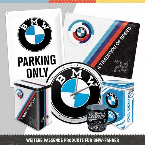 Nostalgic-Art Retro tin sign, 5.9" x 7.9", official license product (OLP), BMW – Parking Only Blue – Gift idea for BMW fans, made of metal, vintage design in Saudi Arabia