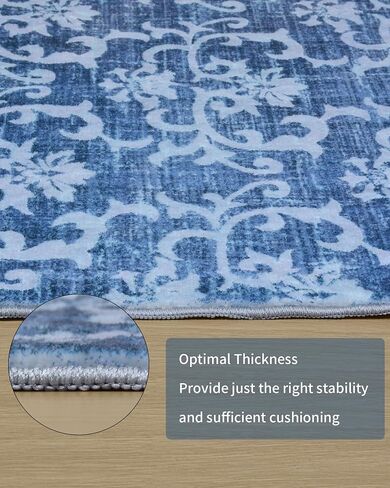 HelloTree Washable Boho Entry Rug Small 2'x3' Area Rug with Non-Slip Backing – Vintage Throw Area Rug for Bathroom, Kitchen, and Front Door Decor - Blue in Saudi Arabia