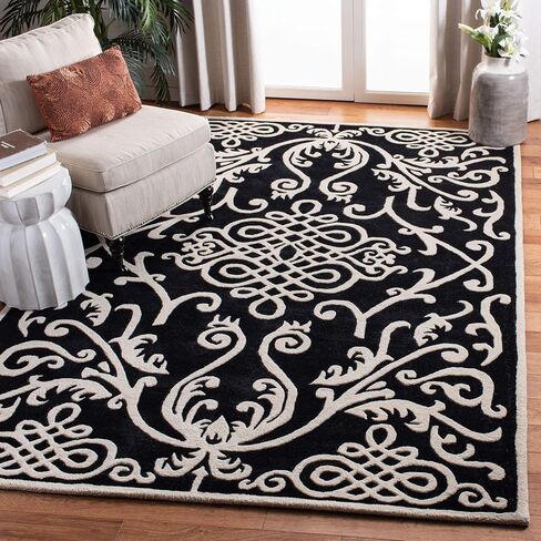 SAFAVIEH Soho Collection 6' x 9' Black/Ivory SOH120A Handmade Premium Wool & Viscose Area Rug in Saudi Arabia