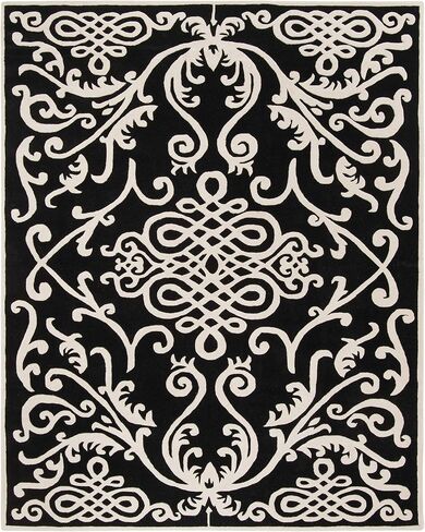 SAFAVIEH Soho Collection 6' x 9' Black/Ivory SOH120A Handmade Premium Wool & Viscose Area Rug in Saudi Arabia