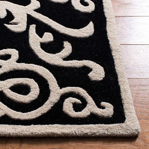 SAFAVIEH Soho Collection 6' x 9' Black/Ivory SOH120A Handmade Premium Wool & Viscose Area Rug in Saudi Arabia