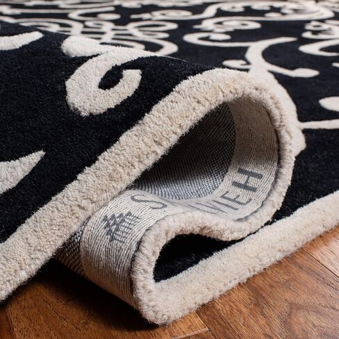 SAFAVIEH Soho Collection 6' x 9' Black/Ivory SOH120A Handmade Premium Wool & Viscose Area Rug in Saudi Arabia