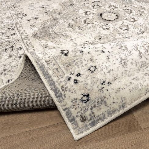 Superior Designer Nysa 8' x 10'Area Rug, Soft Durable, Vintage, Compatible, Hardwood Floors, Living Room, Durable Polypropylene Non Slip Rugs, Home, Office Areas, Living Room Rug, Slate in Saudi Arabia
