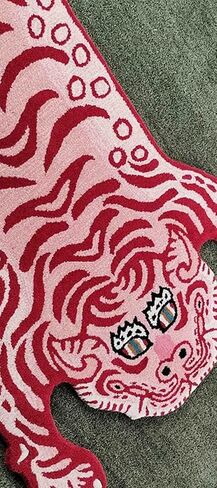 Tibetan Tiger Print Skin Red Pink Area Rug for Home Decor Wall Hanging for Living Room Bedroom Anti-Slip Rug by AFTAB Collection 2X3 Feet in Saudi Arabia