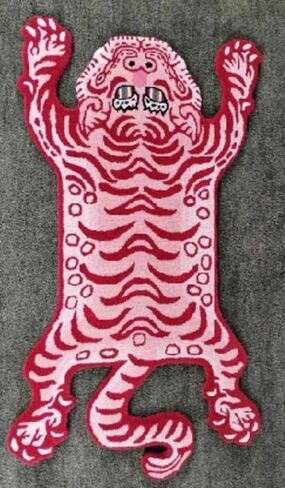 Tibetan Tiger Print Skin Red Pink Area Rug for Home Decor Wall Hanging for Living Room Bedroom Anti-Slip Rug by AFTAB Collection 2X3 Feet in Saudi Arabia