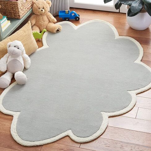 SAFAVIEH Kids Collection 3' x 5' Grey/Ivory SFK913C Handmade Cloud Wool Area Rug in Saudi Arabia