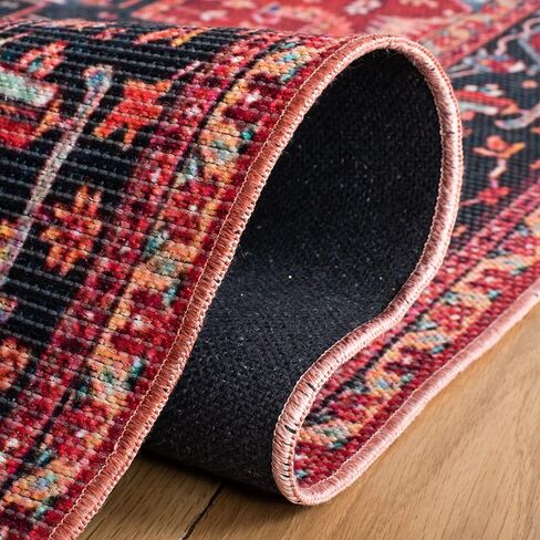 سجادة منطقة SAFAVIEH Serapi Collection - 8 × 10 بوصة، أحمر وأزرق، تصميم بوهو شيك، غير قابل للتساقط، قابل للغسل في الغسالة ومقاوم للانزلاق، مثالي للمناطق ذات حركة المرور العالية في غرفة المعيشة وغرفة النوم (SEP534Q) in Saudi Arabia