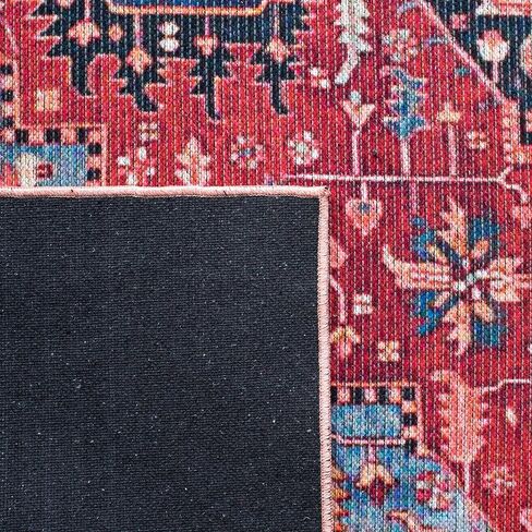 سجادة منطقة SAFAVIEH Serapi Collection - 8 × 10 بوصة، أحمر وأزرق، تصميم بوهو شيك، غير قابل للتساقط، قابل للغسل في الغسالة ومقاوم للانزلاق، مثالي للمناطق ذات حركة المرور العالية في غرفة المعيشة وغرفة النوم (SEP534Q) in Saudi Arabia